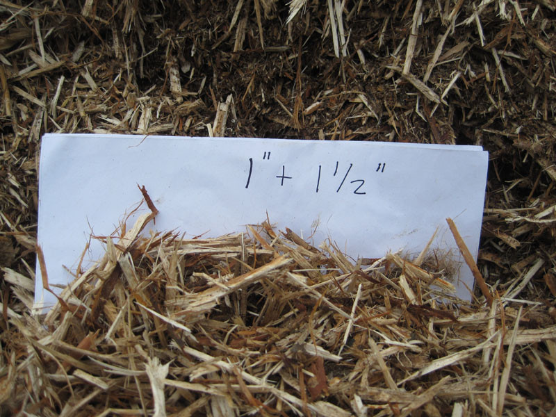 Sample of willow chips after grinding with 1 and 1 ½” screens